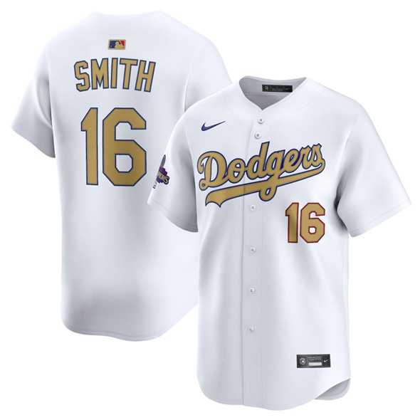 Men%27s Los Angeles Dodgers #16 Will Smith White 2025 Gold Collection Limited Stitched Jersey Dzhi->los angeles dodgers->MLB Jersey